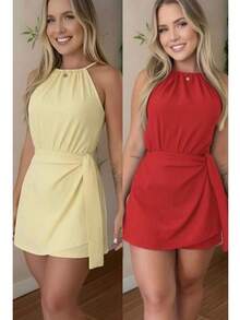 Duna Summer Women's 2-Piece Jumpsuit Set - 兩件式 - 紅色和黃色連身衣 - 查看 2
