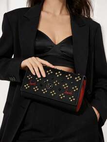 ELLA GRACE- Studded Chain Shoulder Bag For Women, Mini Square Crossbody Purse, Fashion Biker Style Handbag, Sweet Cool Party Bag - Black - View 2