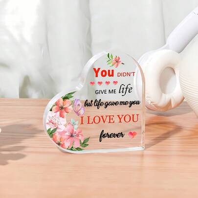 1pc, Mom Gifts For Mothers Day From Daughter Son,Bonus Mom,Stepmom Gifts,Foster Mom,Mother In Law Gift,Second Mom,Adoptive Mom Gifts For Mothers Day,You Didn't Give Me Life,Life Gave Me You Keepsake Acrylic Plaque Display Label 10cm*10/3.9in*3.9in