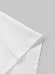 1 pieza Camiseta blanca holgada unisex con estampado de arte de rostro abstracto, adecuada para uso casual diario y de vacaciones - Blanco - Ver 5