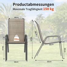 Set Of 4 Folding Chairs, Balcony Chairs, Aluminium Garden Chair, Aluminium Camping Chair, Black - 棕色 - 查看 3