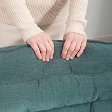 Armless Office Chair With Wide Seat, Height Adjustable, Cross-Legged Sitting Position, Swivel, Double-Layered, Linen Look, For Home Office, Dark Green - Dark Green - View 8