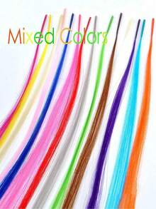 10 Pieces Of Mixed Color Feather Hair Extensions, 16 Inch Rainbow Color, Synthetic Hair Extensions, Hair Bulk Without Weft Colored Feather With Beads And Tools, Used For DIY Sets Of Hair Extensions For Women And Girls, Holiday Parties - Multicolor - View 6