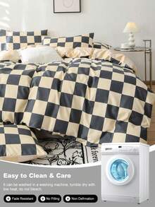 3pcs Checkerboard Pattern Duvet Cover Set (1 Duvet Cover And 2 Pillow Shams), Soft And Skin-Friendly, Suitable For All Seasons - Multicolor - View 11