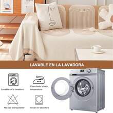 zxxDoubleCare Funda de Sofa de Cenilla de e Sofa Cover con Borlas Ente Couc Cover de Tela Ideal para Todas Las Estaciones Se Puede Utilizar como Manta de Sofa Cal ige 180 x 180sofa cama - Beige180180 - Ver 7