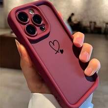 1 Peça Capa de Telefone Macia e Fosca com Padrão Minimalista de Coração em Bloco de Cor, Compatível com as Séries Apple 17, 16, 15, 14, 13, 12, 11 Plus Pro Max, Capa Protetora Estilosa Inspirada no Ins, Capa de Moda Anti-Queda Simplista de TPU, Design de Alta Estética, Presente de Aniversário/Feriado - Multicolorido - Visão 3