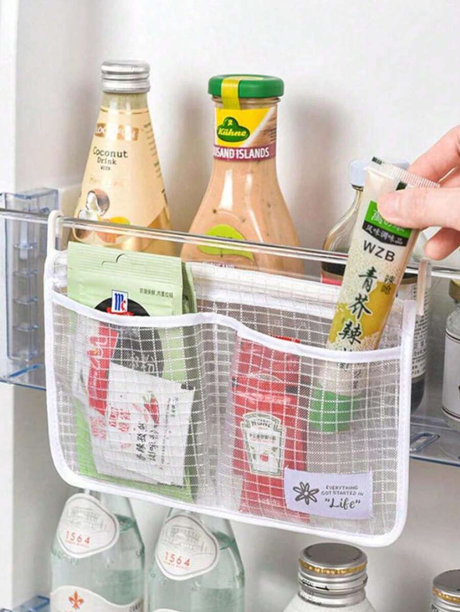 Refrigerator Storage Net Bag Hanging Kitchen Multi-Functional Dual-Compartment Kitchen Organizer Bag - Multicolor - View 1