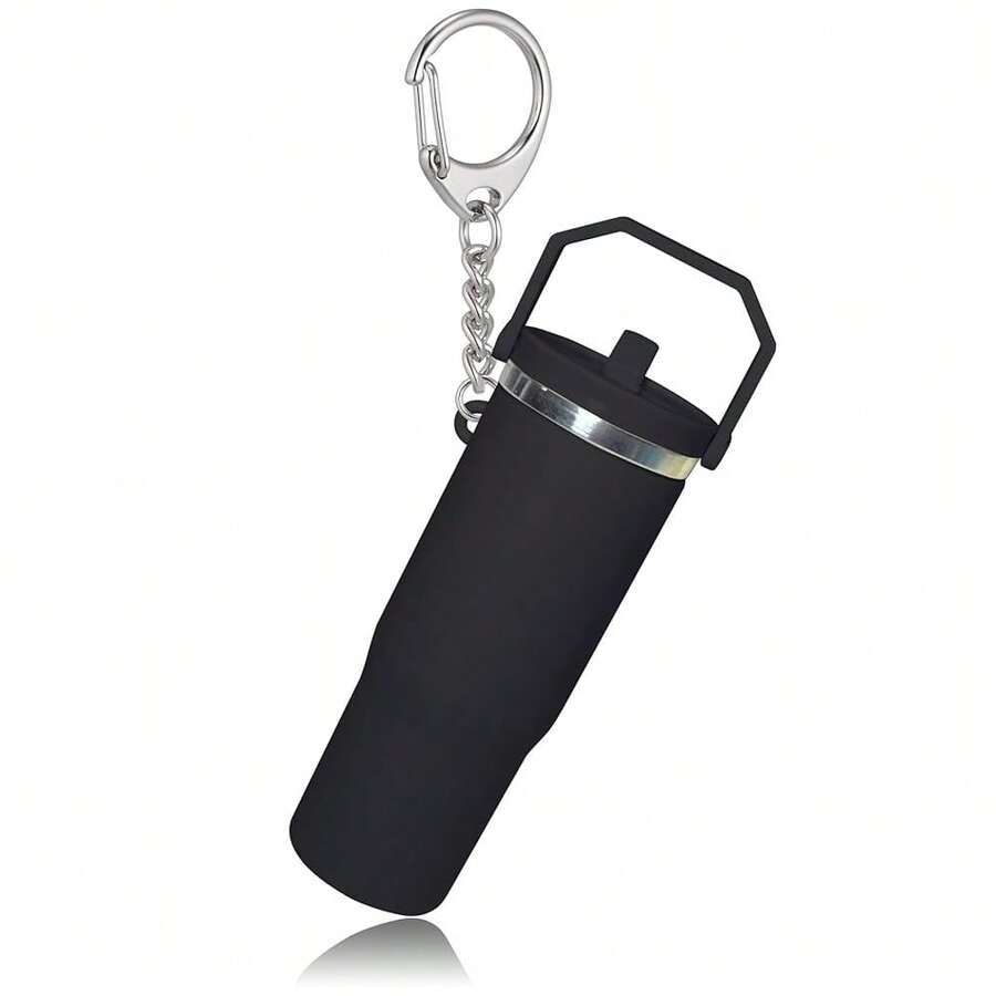 LAEKOU Mini Cup Keychain Compatible With Stanley Cup, Cute Tumbler Holder Key Chain For Purse Bag Backpack - Hitam - View 1