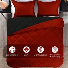 King Size Comforter Set Red And Black King Comforter, Soft Bedding Sets For All Seasons 3 Pieces 1 Comforter 104x92 And 2 Pillow Shams20x36 - BlackRedKing - View 3