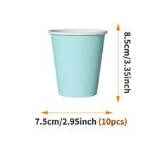 Bộ 1 đĩa, khăn ăn và cốc dùng một lần màu xanh da trời nhạt, phục vụ 10 người, đồ dùng tiệc bằng giấy dùng một lần phù hợp cho sinh nhật, đám cưới, tiệc tùng, dã ngoại gia đình. - Nhiều màu - Xem 7