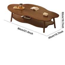 2 Layer Coffee Table Cloud Tea Table Modern Living Room Desk Shelf 80cm Cloud-Sh - Coffee Brown - View 6