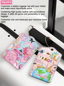 Ayotu Custom Luggage Tags, Creative Airplane Map Design, Suitable For Travel Cruise Luggage/Backpacks/Tote Bags/School Bags, Personalized Card Holder & Business ID Card Sleeve, Travel ID Tags, Must-Have For Group Trips/Events/Company Team Building, Personalized Luggage Identification Tags, Perfect Travel Gift For Friends & Family - Multicolor - View 2