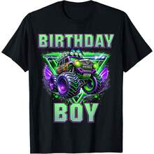 Birthday Boy Monster Truck Are My Jam Shirt Bday Party Kids T-Shirt - màu đen - Xem 1