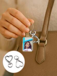 Custom Photo Keychain, Heart-Shaped Metal Keychain, Best Friend Photo Keychain, Customizable With Photos / Compact , Easy To Carry, With A Stylish Keychain Accessory, A Personalized Gift For Your Best Friend, Best Friend Souvenir, Creative Best Friend Gift, Personalized Gift, Personalized Photo Keychain Gift Suitable For Couples/Men And Women. - Multicolor - View 4