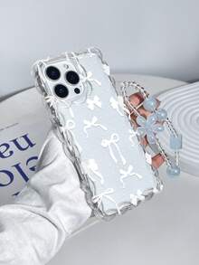 1个时尚透明波点蝴蝶结印花防震手机壳，带挂绳，兼容 11/12/13/14/11 Pro Max/12 Pro Max/13 Pro Max/14 Pro Max/XR/15/15 Pro/15 Pro Max/16/16 Pro/16 Pro Max/17/17 Pro/17 Pro Max - 彩色 - 查看 1