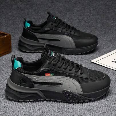 1 par de zapatos deportivos casuales para hombre, zapatillas diarias casuales con cordones