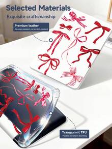 红色蝴蝶结图案平板电脑保护套，兼容苹果Air 11英寸M3（2025款）/M2（2024款）、苹果Air第五代（2022款）、（A16）11英寸第十一代（2025款），也兼容三星Galaxy Tab平板电脑和Kindle Paperwhite第十二代（2024款）。透明背壳，时尚图案保护套，具备自动休眠/唤醒功能和气囊保护，适合作为礼物或办公用品。 - 彩色 - 查看 10