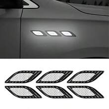 Mark Decals For Cars 6PCS Car Fender Hood Bumper Reflective Decal Safety Warning Stripe Vehicle Protection Body Stickers Decoration Universal Black-WhiteTrunk Logo Sticker, Car Exterior Accessories, Universal For Car, Window And Laptop - BlackWhite - 查看 1