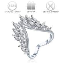 1枚925纯银立方氧化锆翼形拥抱设计优雅女士戒指，适合休闲、派对、婚礼、节日、生日、情人节等场合佩戴。 - 銀色 - 查看 9