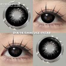 Eyeshare 1副彩色隐形眼镜，适用于自然灰色眼睛，黑色瞳孔镜片，棕色眼睛镜片，时尚巧克力色镜片 - 黑色 - 查看 4