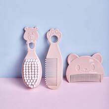 3pcs Baby Hairbrush Set - Bear Shaped Comb For Removing Vernix, Newborn Hair Brush And Massage Brush For Bath, Soft Bristles For Infant And Toddler - Multicolor - View 14