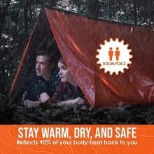 Kit de tienda de supervivencia Bivy para 2 personas, refugio de emergencia, tienda de campaña de tubo Mylar, saco de dormir impermeable para exteriores, manta térmica SOS reutilizable P536 - Conjunto de saco de dormir verde - Ver 9