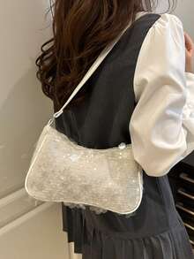 Túi đeo vai dây xích đa năng thời trang mới, túi xách tay dưới cánh tay dành cho nữ. - trắng - Xem 2