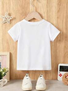 Disney Baby Boy T-Shirt Features A Mickey Mouse 2026 Lettering Cartoon Print Design Made From Breathable, Soft, And Comfortable Fabric Spring/Summer Infant And Toddler T-Shirt Perfect For Everyday Wear, Outings, And As A Gift For Babies And Children - 白色 - 查看 3