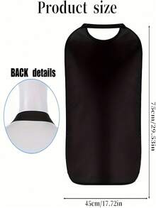 1件黑色双层弹力成人围兜，带碎屑收集器，可水洗/机洗，保护衣物 - 多色 - 查看 7