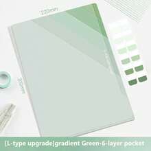 6 Pockets Transparent L-Shaped Gradient Green-Blue-Purple Design A4 File Folder, Student & Office Supplies, Exam Paper Storage, Durable Plastic Document Organizer With Label Space - Multicolor - View 10