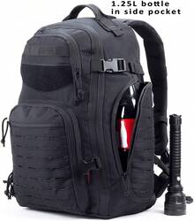 Mochila Táctica Capacidad 45L con Sistema Molle Uso Rudo Material Resistente, Mochila Táctica para Senderismo, Viaje, Camping - Negro - Ver 2