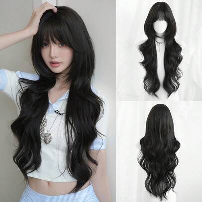 NAMM Tóc giả gợn sóng tự nhiên 30 inch dành cho nữ, mật độ cao 150% với lưới hoa hồng, sợi tổng hợp mềm mại chịu nhiệt cao, tóc giả hóa trang đa năng cho trang phục hàng ngày, lễ hội hoa anh đào, tiệc tùng, thời trang đường phố và chụp ảnh - Phụ kiện tóc giả quà tặng cho bé gái
