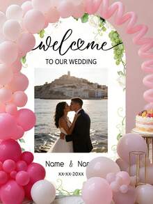 Customized Elastic Arch Cover, Personalized Photo Arch Set, Custom Polyester Elastic Wedding Bachelorette Party Arch Set, Customized Arch Background Cover, Suitable For Round Top Background Frame, Birthday, Theme Party, Wedding Arch Background Cover, Available In Multiple Sizes - Multicolor - View 7