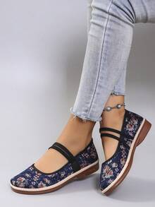 STEPREACH 女士休闲印花平底鞋，春季新品 - 藍色 - 查看 5