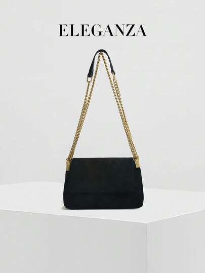 1pc Black Minimalist Fashion Shoulder Bag, Faux Suede Embroidered Vintage Large Capacity Hobo Bag, Suitable For Travel, Casual, Commute, Shopping, Party, Business, Daily, School, Matching Shirts, Jeans, Dresses, T-Shirts, Coats, Suits, Down Jackets, Coordinating Faux Suede Jackets