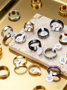 5/10/20/50/100/200pcs/Pack Stainless Steel Mixed Style Random Delivery Rings, Size 17mm - 21mm, Wholesale Men's Rings - Multicolor - View 7