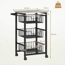 Mobile Kitchen Trolley With 3 Baskets | Features Brakes For Stability | Grey/Black - Default - View 2