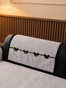 1件欧式清新不规则沙发垫套，蝴蝶结饰边镶嵌，雪尼尔质感沙发垫，奢华简约沙发套，保护沙发，防滑防尘防刮，装饰沙发，适用于卧室、客厅、办公室、书房，可机洗，通用沙发套 - 灰色 - 查看 6