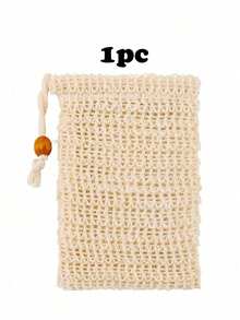 1pc/2pcs/4pcs Drawstring Linen Soap Foaming Bag, Suitable For Shower Exfoliating - Apricot - View 12