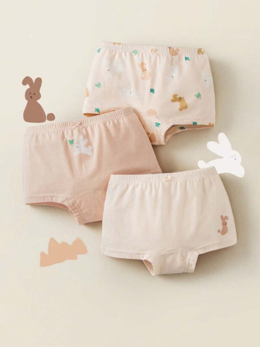mini bala 3pcs Girls' Cotton Elastic Breathable Underwear - Pink - View 1