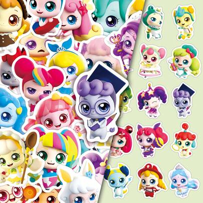 50 piezas de adorables pegatinas de dibujos animados, pegatinas decorativas lindas y creativas para niñas, decoración del hogar