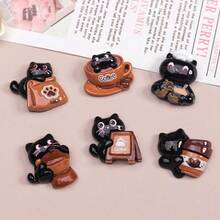 3/6/10/12pcs Cute Black Cat Coffee Fridge Magnets, Cute Kitchen Refrigerator Magnets, Home Decor, Suitable For Home, Office, Whiteboard, Storage Cabinet, Dishwasher, Mother's Day, Party Gift Decoration Magnets - Multicolor - View 6