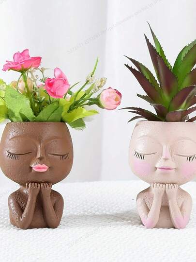 1pc Medium Size Minimalist Resin Flower Pot, Creative Planter, Gorgeous Flower Pot, Indoor Outdoor Home Decor Garden