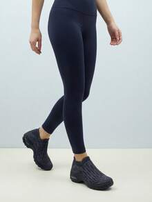 女士全黑休闲运动鞋，缓冲减震针织袜鞋，适合运动和跳舞 - 灰色 - 查看 3