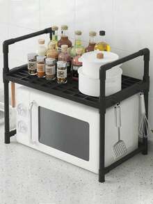 Estante de Cocina Multifuncional de 2 Niveles, Ideal para Microondas y Utensilios - A - Ver 1