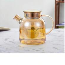 2026新款琥珀色玻璃冷水壶，大容量豪华冷水壶套装，含钻石形玻璃饮水杯，特价优惠 - 金色 - 查看 10