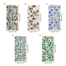 1/5 piezas Película de ventana de vidrio de colores estilo europeo, material de PVC resistente al agua con efecto estático, diseño de flor de magnolia y copo de nieve azul, protección de privacidad para decoración de ventanas del hogar - Multicolor - Ver 14