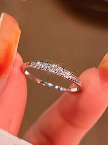 1pc Fashion Cubic Zirconia Ring For Women, Suitable As Valentine's Day Gift, Wedding Anniversary Party Wear - 1# - View 9