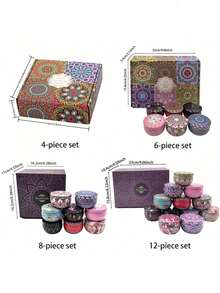 1 Set de regalo de velas aromáticas, velas de cera de soja con diversos aromas, empaque en caja de regalo colorida, con una duración de hasta 120 horas, adecuado para bodas, cumpleaños, fiestas, obsequios de boda, terapia de aromaterapia para el hogar, regalo de Navidad, regalo del Día de San Valentín, decoración de hotel, diseño de patrón vintage - A - Ver 8