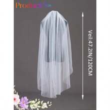 Velo de novia de 1 nivel color marfil simple con peine para novias y mujeres blanco-17 - como en la foto - Ver 1